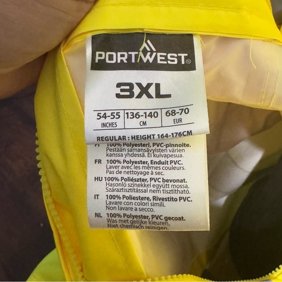 Portwest Neon Yellow & Gray Reflective stripes High Visibility Rain Jacket 3XL - Picture 5 of 17